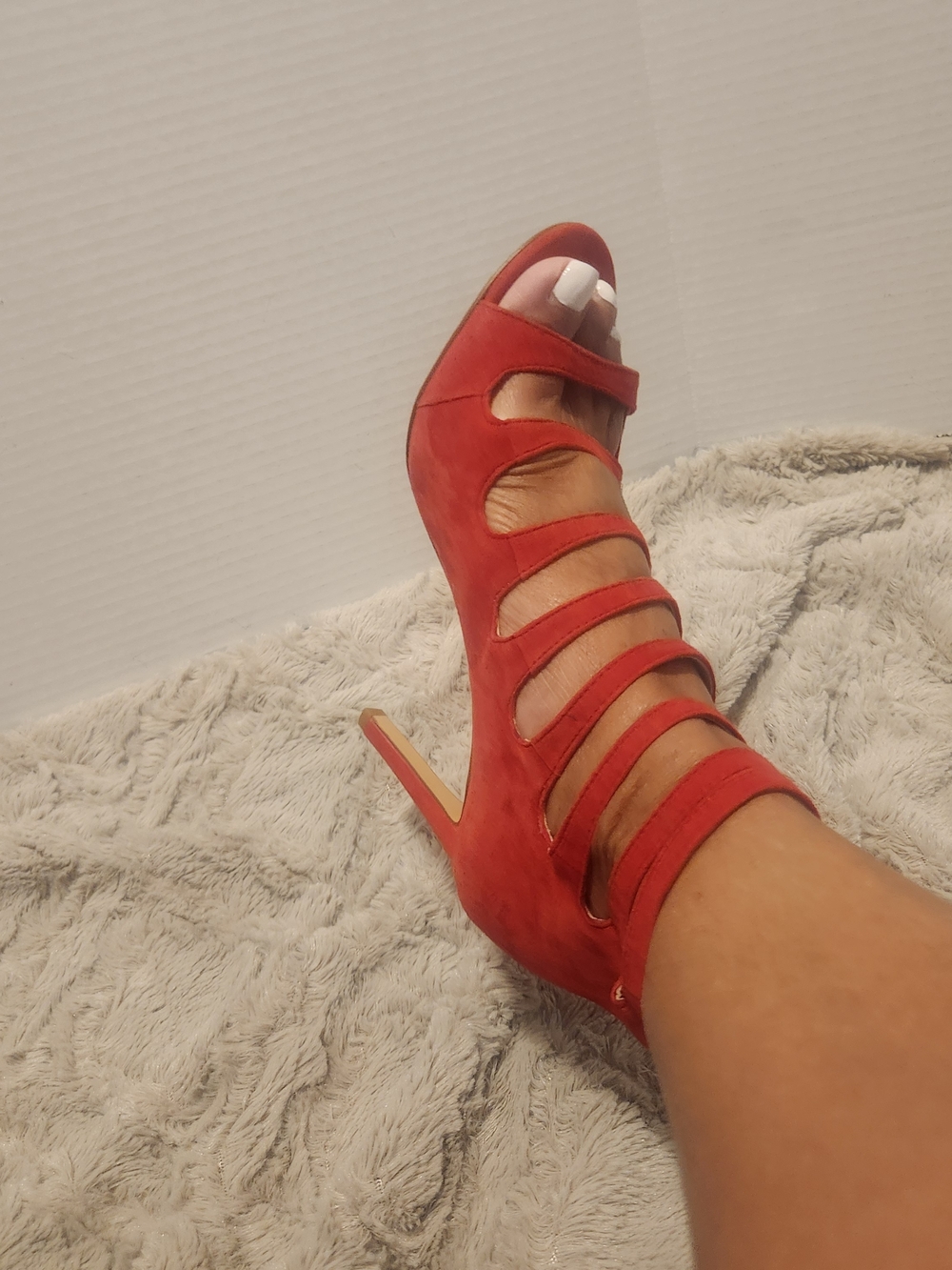 Vince Camuto Red Strappy Suede High Heel Sandals